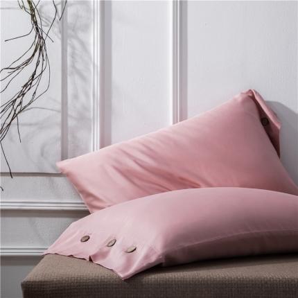 2021新款60S支长绒棉单枕套纯色一对全棉酒店风 粉色