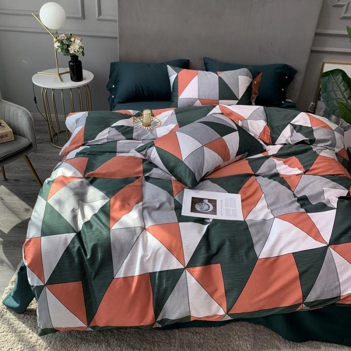 91家纺网 家纺一手货源 找家纺 优然居 2020年活性印花四件套 圣贝橘色