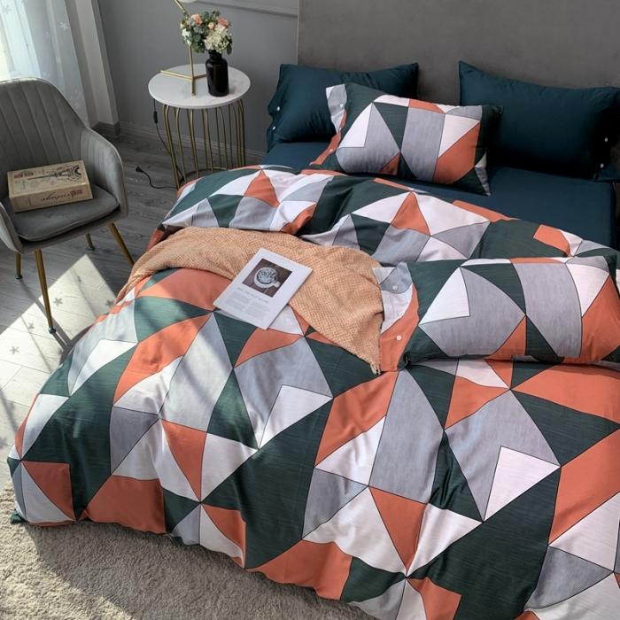 91家纺网 家纺一手货源 找家纺 优然居 2020年活性印花四件套 圣贝橘色