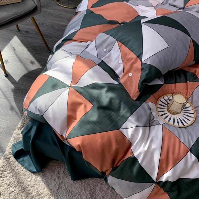 91家纺网 家纺一手货源 找家纺 优然居 2020年活性印花四件套 圣贝橘色