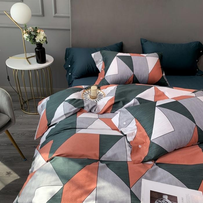 91家纺网 家纺一手货源 找家纺 优然居 2020年活性印花四件套 圣贝橘色