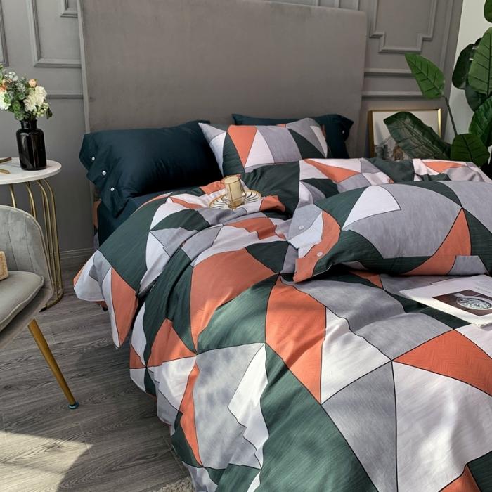 91家纺网 家纺一手货源 找家纺 优然居 2020年活性印花四件套 圣贝橘色