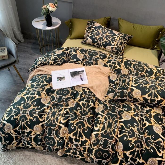 91家纺网 家纺一手货源 找家纺 优然居 2020年活性印花四件套 温格拉墨绿