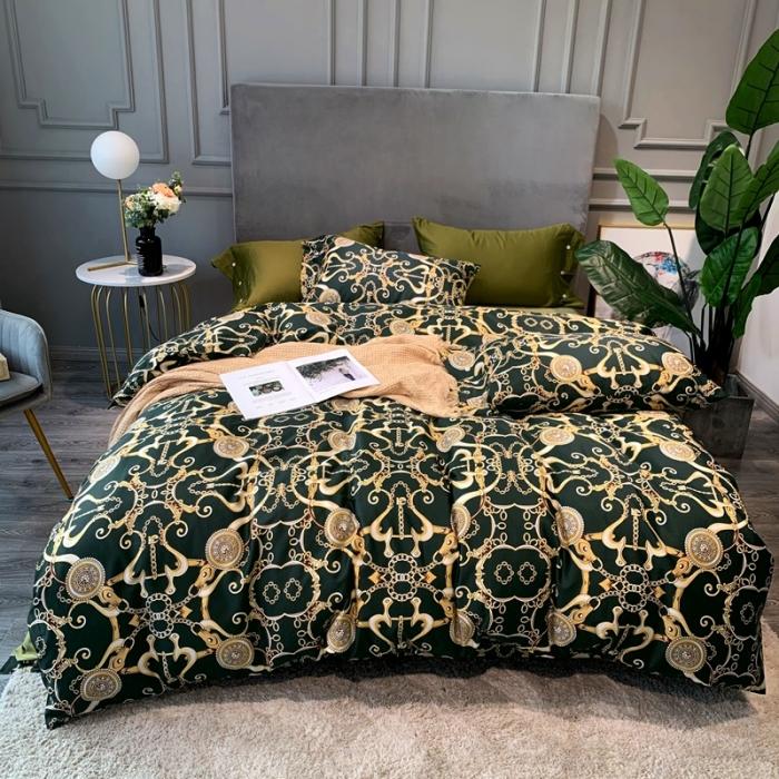 91家纺网 家纺一手货源 找家纺 优然居 2020年活性印花四件套 温格拉墨绿