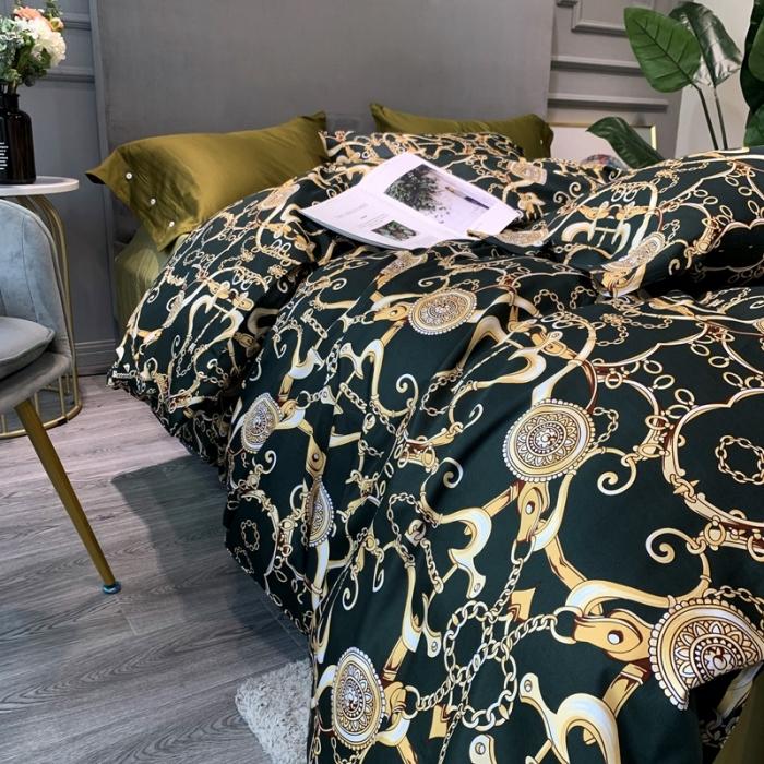 91家纺网 家纺一手货源 找家纺 优然居 2020年活性印花四件套 温格拉墨绿