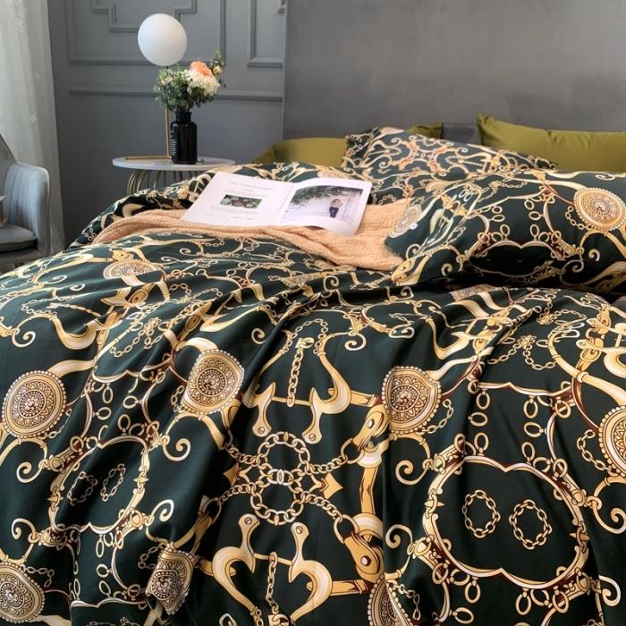 91家纺网 家纺一手货源 找家纺 优然居 2020年活性印花四件套 温格拉墨绿