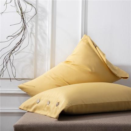 2021新款60S支长绒棉单枕套纯色一对全棉酒店风 黄色