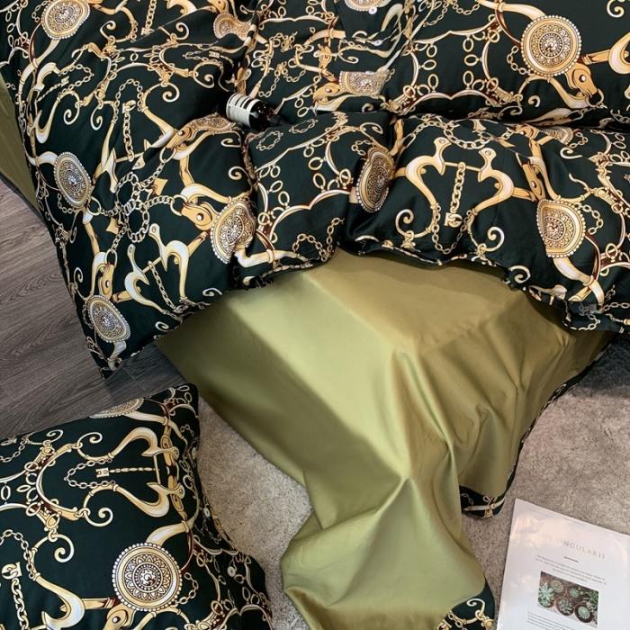 91家纺网 家纺一手货源 找家纺 优然居 2020年活性印花四件套 温格拉墨绿