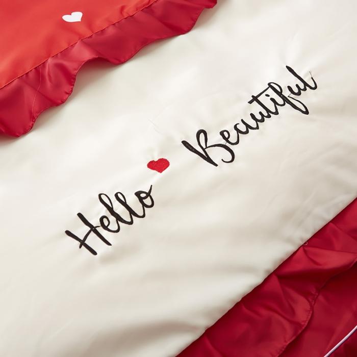 91家纺网 家纺一手货源 找家纺 欧冠 2020款水洗真丝绣花床裙款四件套 挚爱-红