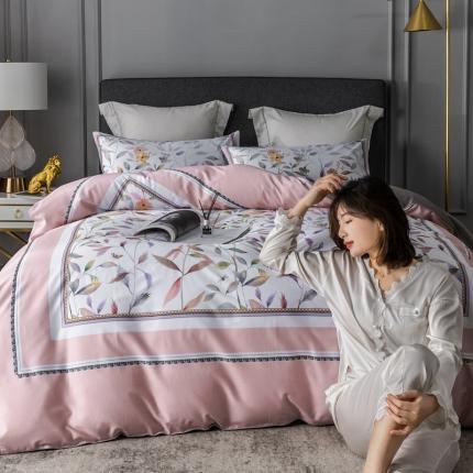 91家纺网 家纺一手货源 找家纺 优然居 2020新款数码印花四件套 丛林蜜语-粉