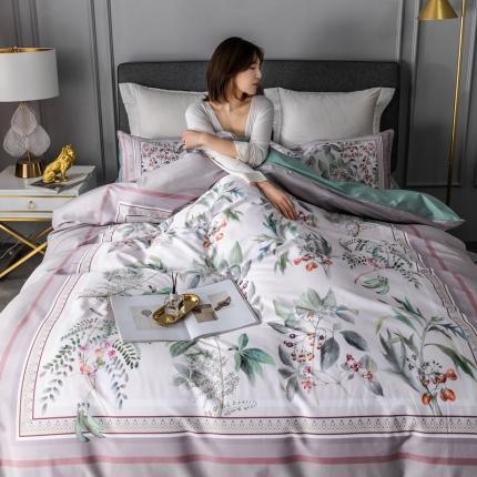 91家纺网 家纺一手货源 找家纺 优然居 2020新款数码印花四件套 花影钰淑-豆沙