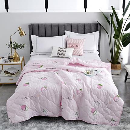 91家纺网 家纺一手货源 找家纺 畅销被业 2020新款超声波夏被 粉色草莓