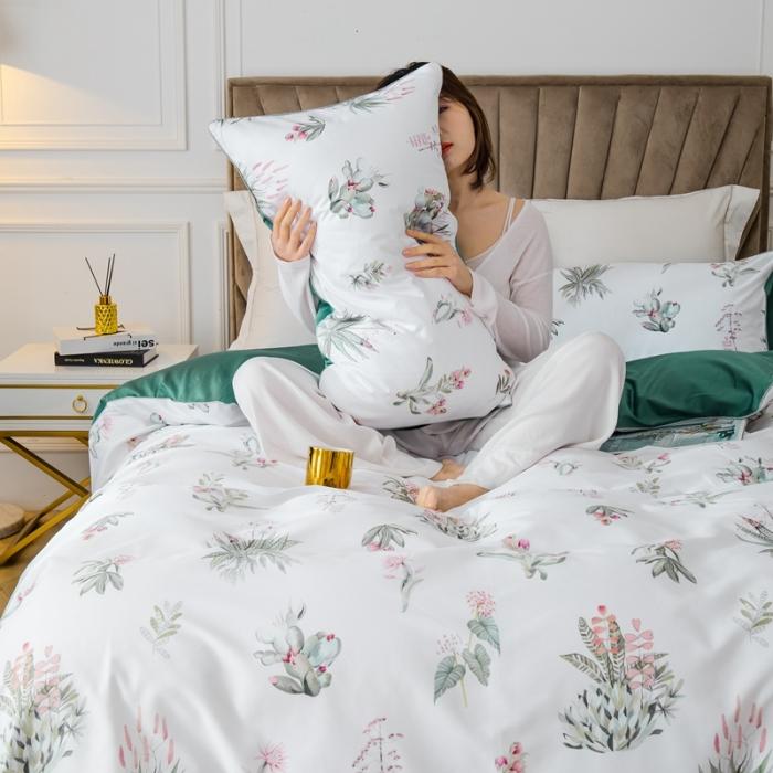 91家纺网 家纺一手货源 找家纺 优然居 2020新款数码印花四件套 晨暮间-白