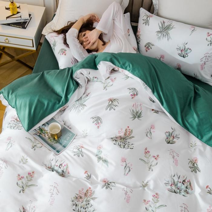 91家纺网 家纺一手货源 找家纺 优然居 2020新款数码印花四件套 晨暮间-白