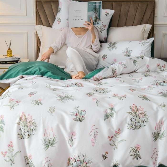 91家纺网 家纺一手货源 找家纺 优然居 2020新款数码印花四件套 晨暮间-白