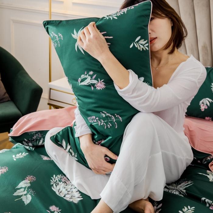 91家纺网 家纺一手货源 找家纺 优然居 2020新款数码印花四件套 晨暮间-绿