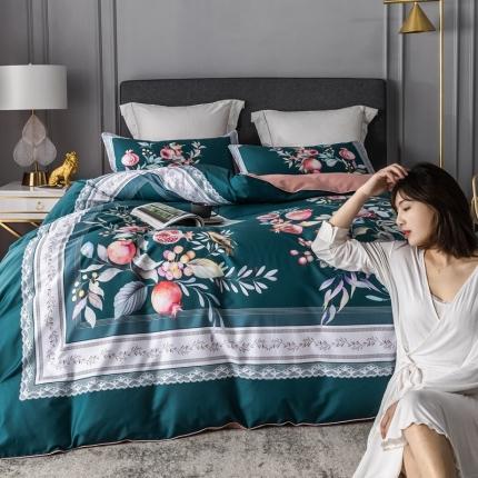 优然居 2020新款数码印花四件套 风雅小筑-绿