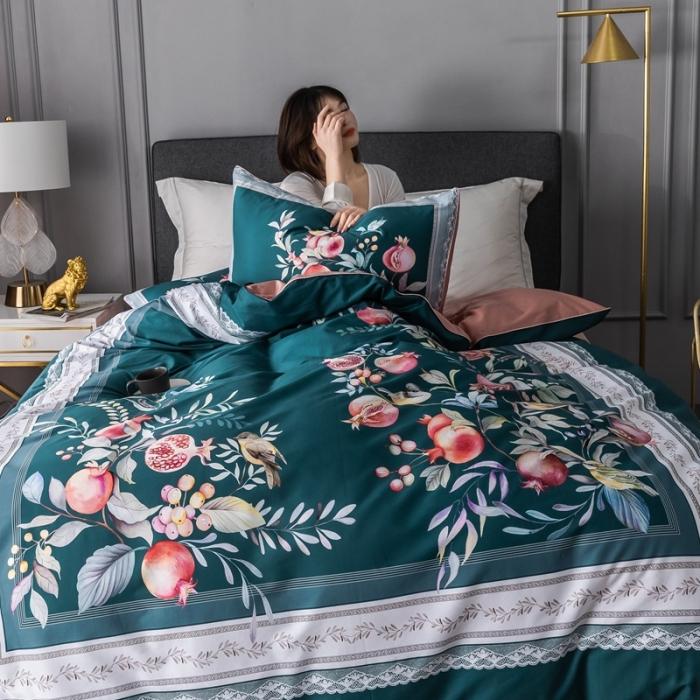 91家纺网 家纺一手货源 找家纺 优然居 2020新款数码印花四件套 风雅小筑-绿