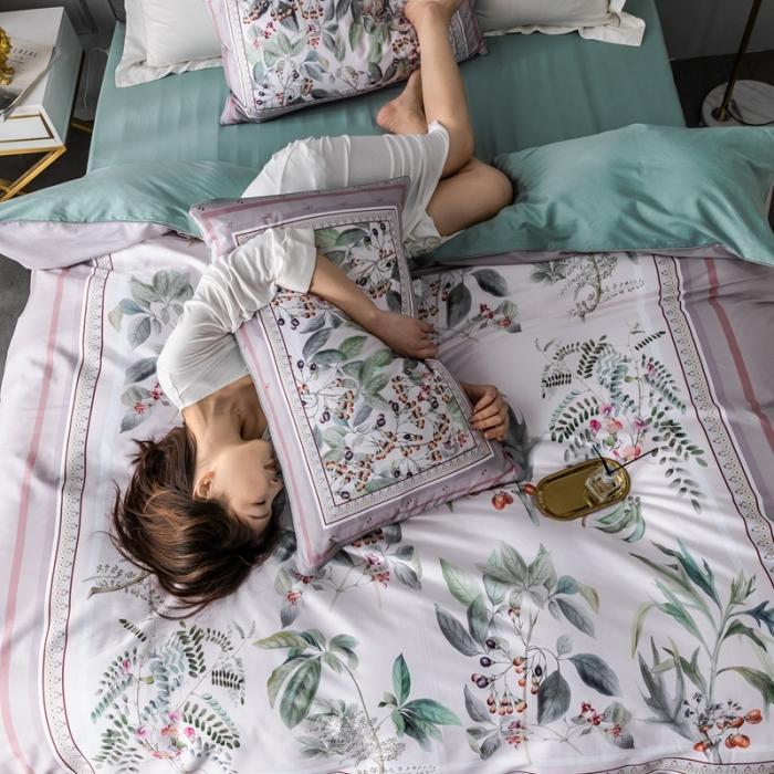 91家纺网 家纺一手货源 找家纺 优然居 2020新款数码印花四件套 花影钰淑-豆沙