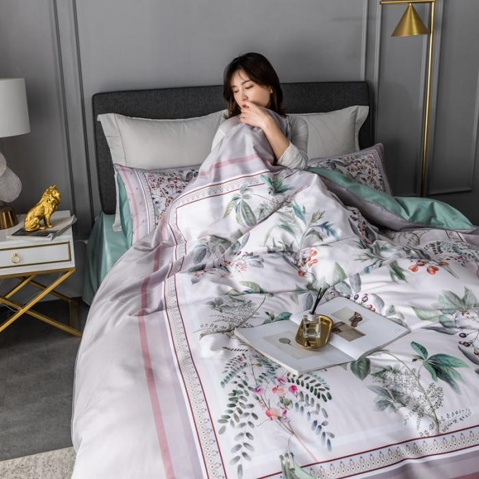 91家纺网 家纺一手货源 找家纺 优然居 2020新款数码印花四件套 花影钰淑-豆沙