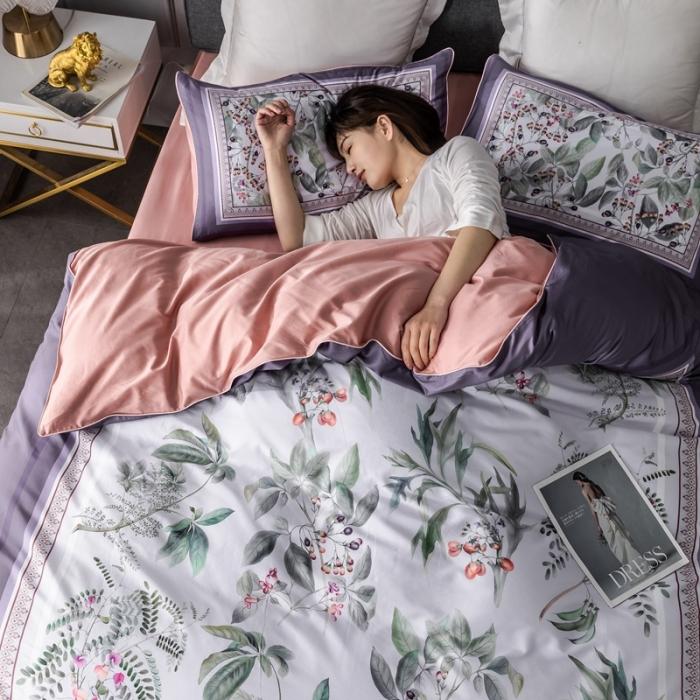 91家纺网 家纺一手货源 找家纺 优然居 2020新款数码印花四件套 花影钰淑-紫