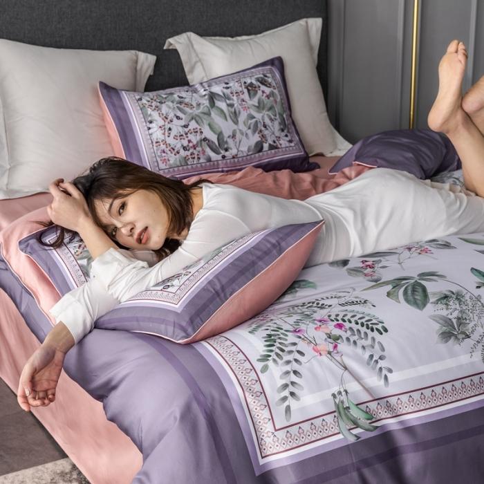 91家纺网 家纺一手货源 找家纺 优然居 2020新款数码印花四件套 花影钰淑-紫