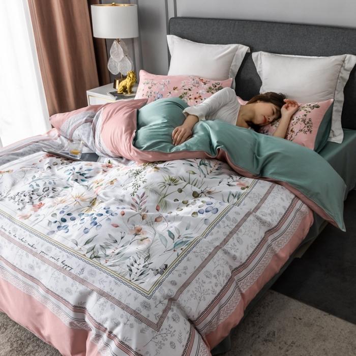 91家纺网 家纺一手货源 找家纺 优然居 2020新款数码印花四件套 恋慕阳光粉