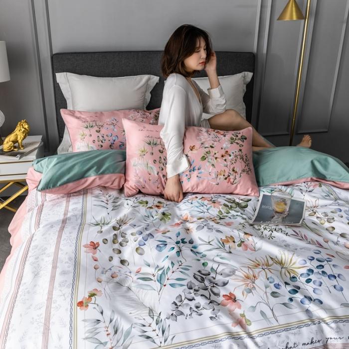 91家纺网 家纺一手货源 找家纺 优然居 2020新款数码印花四件套 恋慕阳光粉