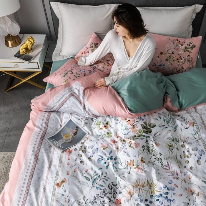 91家纺网 家纺一手货源 找家纺 优然居 2020新款数码印花四件套 恋慕阳光粉