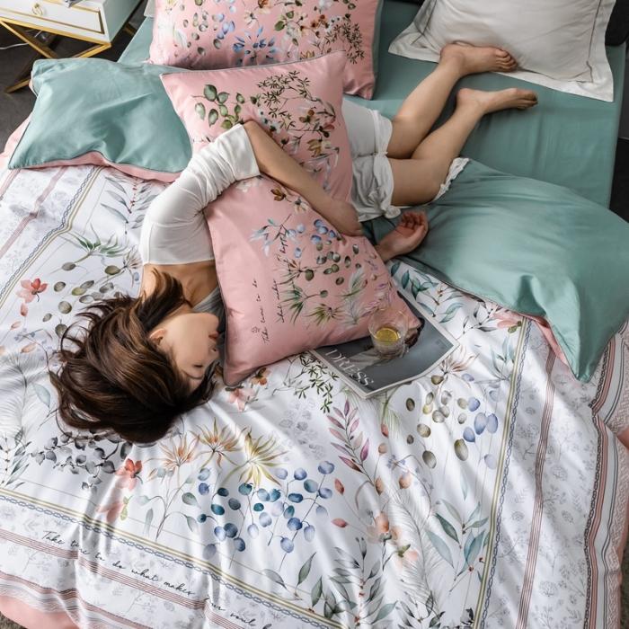 91家纺网 家纺一手货源 找家纺 优然居 2020新款数码印花四件套 恋慕阳光粉