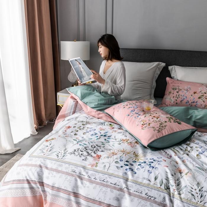 91家纺网 家纺一手货源 找家纺 优然居 2020新款数码印花四件套 恋慕阳光粉