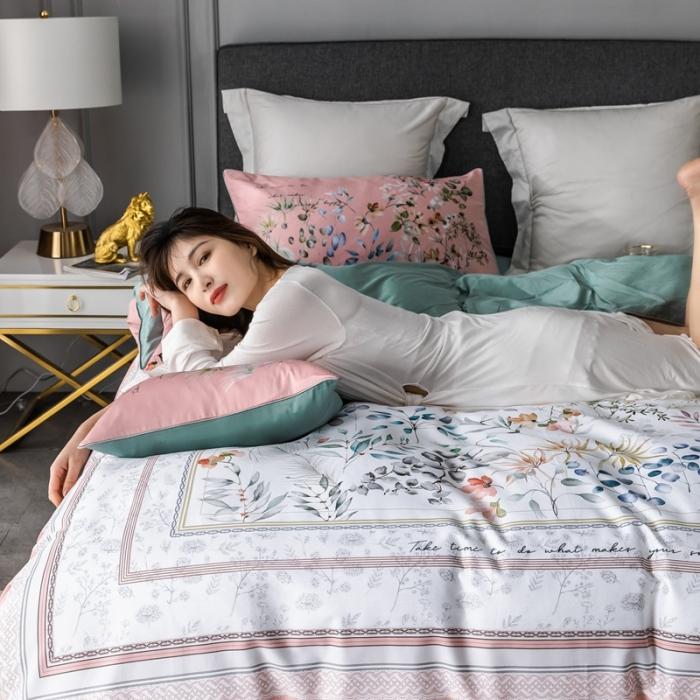 91家纺网 家纺一手货源 找家纺 优然居 2020新款数码印花四件套 恋慕阳光粉