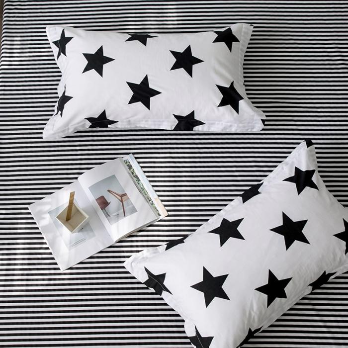 91家纺网 家纺一手货源 找家纺 艾佳  2025新款全棉经典黑白四件套床单款 奥利