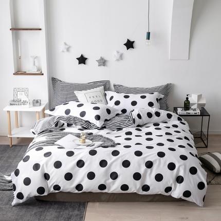 艾佳 2025新款全棉经典黑白四件套床单款 瑞卡