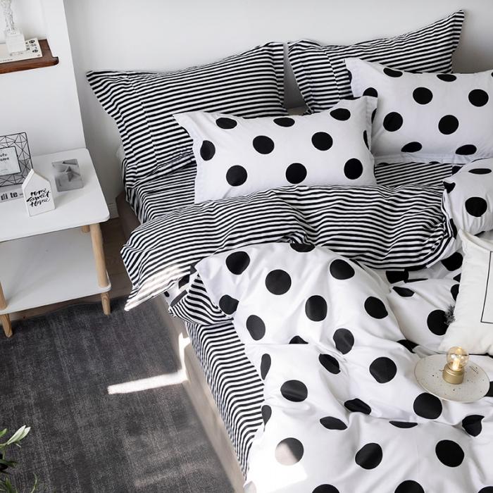 91家纺网 家纺一手货源 找家纺 艾佳  2025新款全棉经典黑白四件套床单款 瑞卡