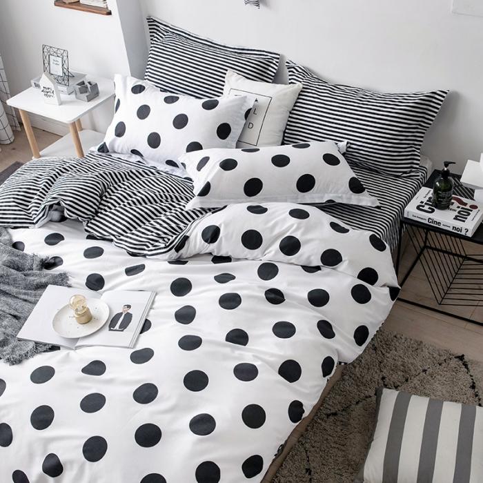 91家纺网 家纺一手货源 找家纺 艾佳  2025新款全棉经典黑白四件套床单款 瑞卡