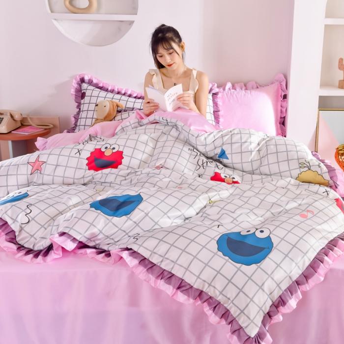 91家纺网 家纺一手货源 找家纺 绒世界   2020水洗真丝蕾丝花边款 小怪兽