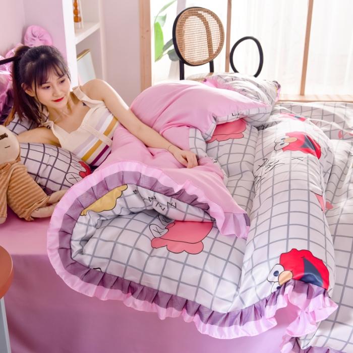 91家纺网 家纺一手货源 找家纺 绒世界   2020水洗真丝蕾丝花边款 小怪兽