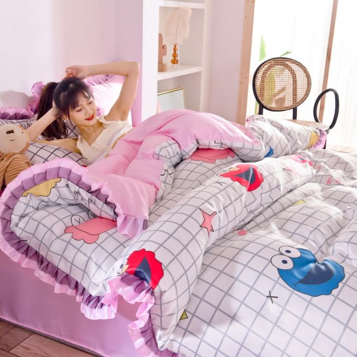 91家纺网 家纺一手货源 找家纺 绒世界   2020水洗真丝蕾丝花边款 小怪兽