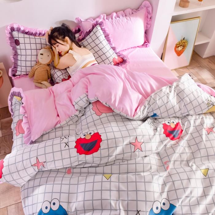 91家纺网 家纺一手货源 找家纺 绒世界   2020水洗真丝蕾丝花边款 小怪兽