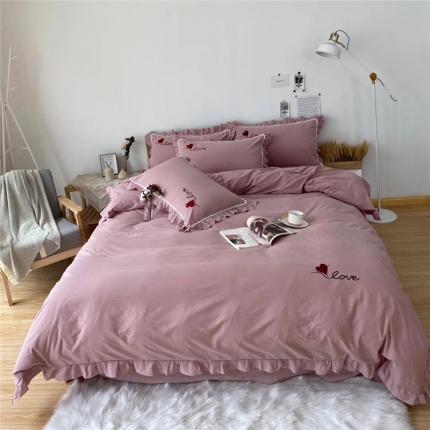 91家纺网 家纺一手货源 找家纺 （总）眠屿 2020新款绣花水洗棉四件套