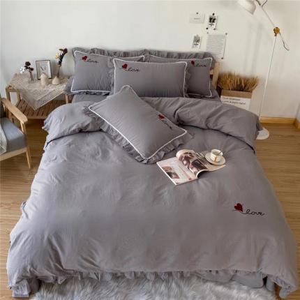 91家纺网 家纺一手货源 找家纺 （总）眠屿 2020新款绣花水洗棉四件套