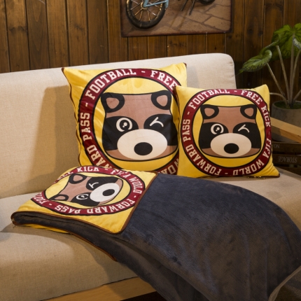 宝马家纺 2022宝宝绒欧式抱枕毯 虎虎生风