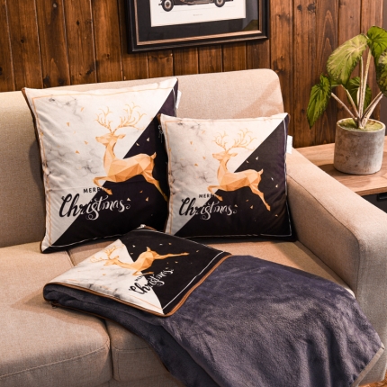 宝马家纺 2022宝宝绒欧式抱枕毯 黑白世界