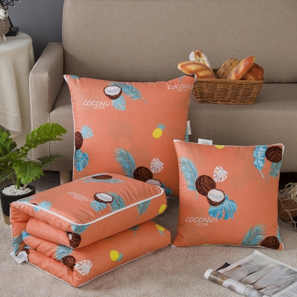 宝马家纺 2022年精梳棉抱枕被 花生牛奶