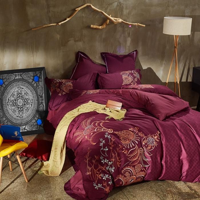 91家纺网 家纺一手货源 找家纺 玉雅家纺 2025新款全棉提花加绣花四件套多件套 姹紫嫣红