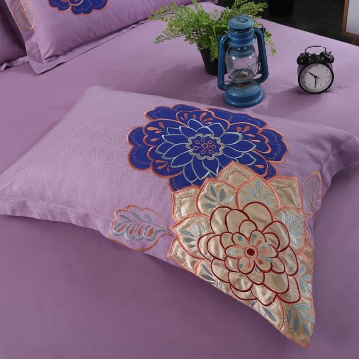 91家纺网 家纺一手货源 找家纺 玉雅家纺 2025新款全棉提花加绣花四件套多件套 繁花