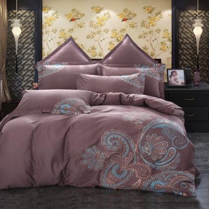 91家纺网 家纺一手货源 找家纺 玉雅家纺 2025新款全棉提花加绣花四件套多件套 风之语