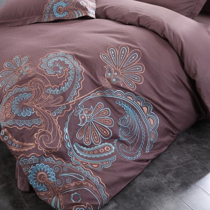 91家纺网 家纺一手货源 找家纺 玉雅家纺 2025新款全棉提花加绣花四件套多件套 风之语