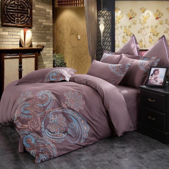 91家纺网 家纺一手货源 找家纺 玉雅家纺 2025新款全棉提花加绣花四件套多件套 风之语